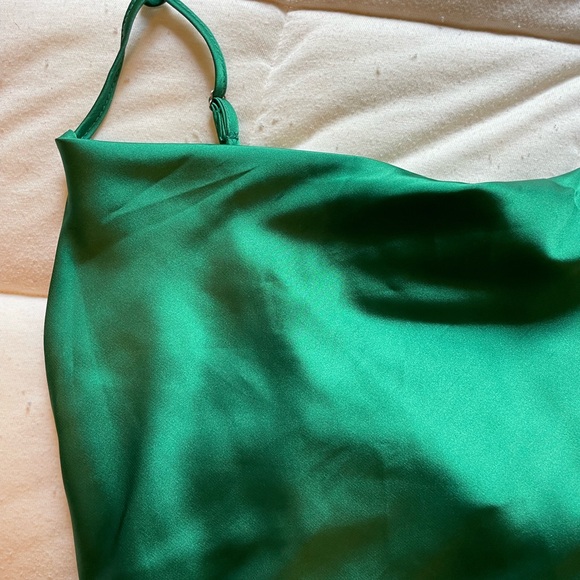 Sans Souci Green Cowl Neck Slip Dress, Size Medium - Picture 3 of 5